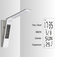 Lampe de table pliable écologique avec variateur d'intensité, flexible, carrée, pour lecture, avec réveil USB