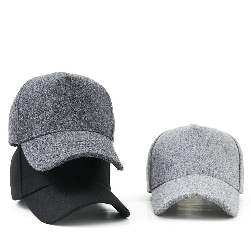 Promotional Plain Unisex Women Men Wool Baseball Hats Caps Thicker Winter Woolen Sport Hats