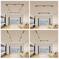 Moderne 1467mm 55W Blanc Noir Grille Lampe Lustre Pendentif Ligne Lumière Linéaire Projecteur Corps En Aluminium Surface Monté Bureau