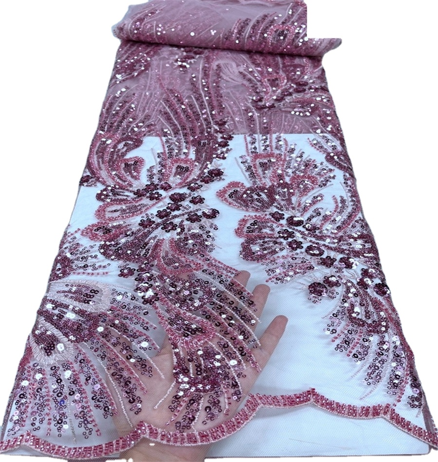 Красивая французская кружевная ткань, Тюль с вышивкой, кружево, элегантная кружевная ткань с бисером и блестками