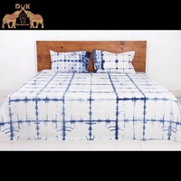 Vente en gros de draps de lit imprimés par tie-dye en coton faits à la main Collection de draps plats et de literie de créateur