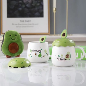 Tazza in Ceramica a Forma di Avocado, Regalo Originale, Tazza Cartoon con Coperchio e Cucchiaio, Personalizzabile per Pubblicità - Product Image 5