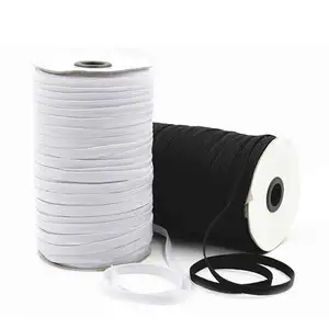 Hot Selling Wholesale Polyester Black And White Garment Flat 3mm 5mm 6mm 9mm 10mm 12mm Elastic Band Webbing