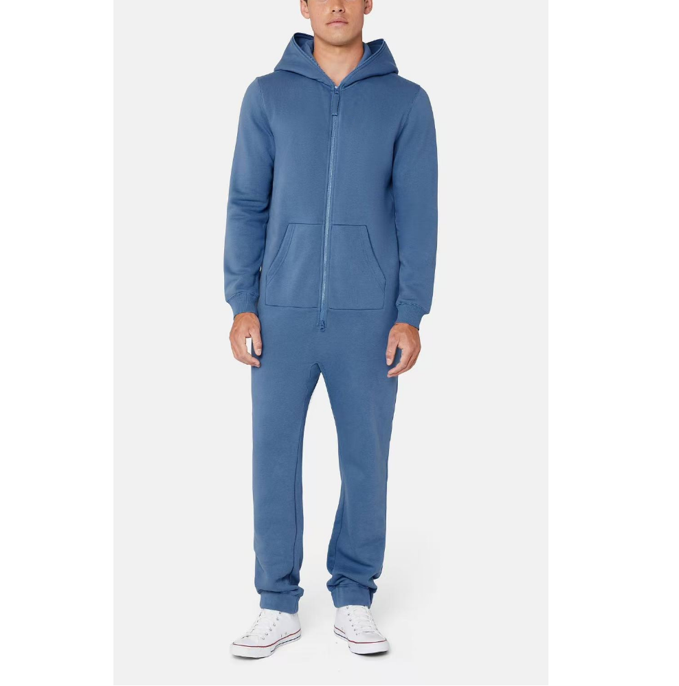 Blue Mens Onesie Cotton Old Fashioned Long Johns Mens Onesie With