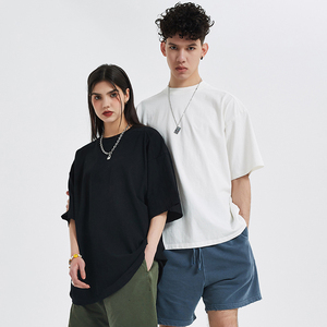 เสื้อยืดผ้าฝ้ายเฮฟวี่เวทยูนิเซ็กซ์สไตล์วินเทจสำหรับการพิมพ์และปักแบบกำหนดเอง