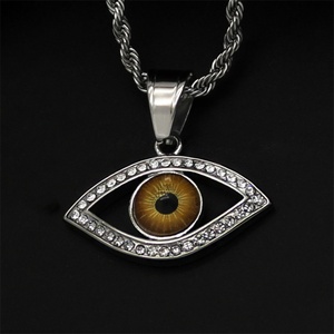 Popular Design Gold Plated Jewelry Stainless Steel Crystal Jewelry Rhinestone Evil Eye Pendant <b>Necklace</b> - Product Image 4