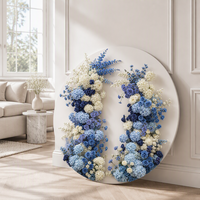 Arche florale élégante bleue, accessoire de photographie de mariage en forêt, fleurs artificielles, présentoir de fleurs pour vitrine de boutique de mariée