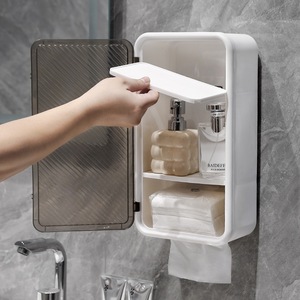 Hinayana Wall Mounted Storage Box Rectangular Translucent Gray Durable Space Saving Bathroom Shelves - Product Image 4