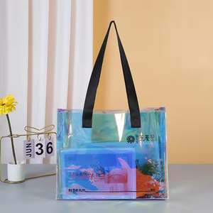 Bolsa de compras de playa de PVC de gran capacidad con logotipo personalizado con mango de nailon holográfico Precio de diseño láser cuadrado - Product Image 6