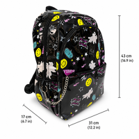 Sac à dos étudiant en cuir miroir haute brillance avec fermeture éclair, motif holographique et pochette à paillettes pour filles