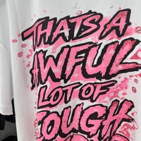 Kaos Pria ALOCS Berkualitas Tinggi Motif Huruf Custom Rajutan Longgar Bernapas Lengan Pendek Musim Panas Hip Hop