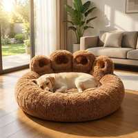 Nouveau lit pour chien en tissu pelucheux créatif, moderne et mignon, pour chats et chiens, design de dessin animé, chaud pour l'hiver, adapté à tous, amovible et lavable