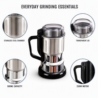 Moulin à café électrique, capacité 250g, lames en acier inoxydable, 250W, broyage rapide, pour la maison et les cafés, moulin à épices, herbes et graines