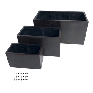 Light Grey Rectangular Planter Box; Large Fiberglass Planter Stone Finish Wholesale