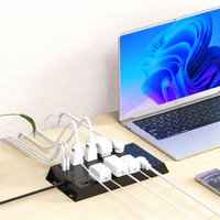 US 22 AC Strip daya Desktop industri dapat dipasang di dinding 15A soket ekstensi pelindung lonjakan 3 USB-A 3 tipe-c 1050J independen