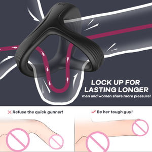 Anneau de pénis électrique vibrant, stimulateur du clitoris, manchon de stimulation, anneau de pénis pour l'éjaculation, jouets sexuels pour hommes, anneaux de chasteté pour hommes - Product Image 2