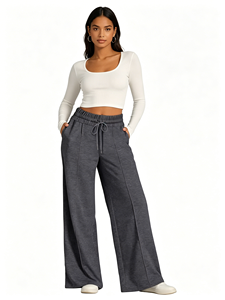 <span class=keywords><strong>Pantalon</strong></span> de sport évasé taille haute pour <span class=keywords><strong>femme</strong></span>, coupe droite, version large, de qualité supérieure - Product Image 4