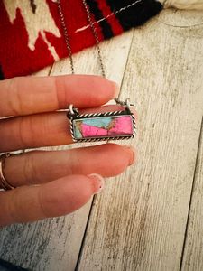 Hecho a mano algodón caramelo Mojave plata esterlina barra collar Navajo joyería - Product Image 2