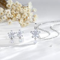 Conjunto de Collar y Aretes de Estrella de Cinco Puntas y Gota de Agua, Chapado en Oro de 14k, Popular, de Dos Piezas, al por Mayor para Mujer