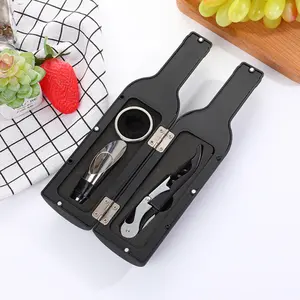 3 Cái/bộ Khui Stopper Nhỏ Giọt Nhẫn Phụ Kiện Rượu Vang Hình Dạng Chai Rượu Vang Opener Corkscrew Rượu Opener Bộ