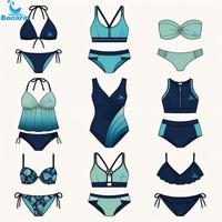 Ensemble de bikini taille haute pour femme, maillot de bain triangle sans bretelles avec logo personnalisé, vente en gros OEM, maillot de bain deux pièces