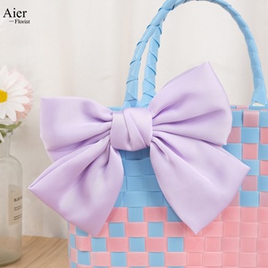 <span class=keywords><strong>Cesta</strong></span> de Arreglos Florales Aierflorist, <span class=keywords><strong>Cesta</strong></span> Tejida con Lazo Grande de Dibujos Animados en Color Contrastante, Caja de Regalo, <span class=keywords><strong>Cesta</strong></span> para Arreglos Florales - Product Image 2