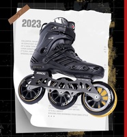 Patins à Roues Alignées Professionnels Adultes 110MM Vitesse Patins à Roulettes Hommes Femmes PU 3 Roues Châssis en Aluminium Roue en Alliage EVA