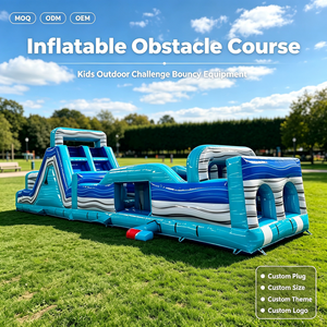 Parcours d'obstacles gonflable avec château et toboggan, taille personnalisée, pour événements sportifs pour enfants, location et vente - Product Image 1