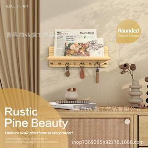 Wooden <b>wall</b>-mounted key <b>storage</b> rack for home use, decorative <b>wall</b> <b>hanging</b> rack, solid wood <b>storage</b> and organization rack - Product Image 3