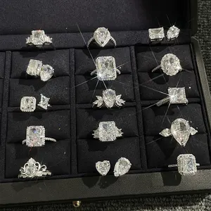 Wholesale Custom 925 Sterling Silver Eternity Band Diamond 5A 8A Cubic Zircon Zirconia Fine Jewelry Wedding Promise Rings
