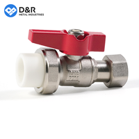 D & R Versatile Rouge Alu Poignée 20mm Ppr Connecteur 1/2 pouce Métal Union Filetage Femelle Vanne À Bille En Laiton Utilisable pour Les Systèmes De Conduite D'eau