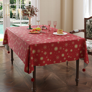 High Quality Universal Size Gold Snowflake <b>Party</b> Dinner <b>Table</b> Holiday <b>Decor</b> Easy to Clean Rectangular Christmas Tablecloth - Product Image 1