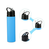 Bouteille d'eau pliable Portable en Silicone avec Logo personnalisé, marque privée, pour Sports de plein air, 600ml