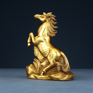Figura de Caballo de Latón Copper World, Hecha a Mano, Decoración de Animal del Zodiaco para Sala de Estar, Oficina, Hogar - Product Image 1