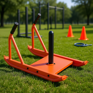 Slitta per Allenamento di Forza in Acciaio Arancione, Attrezzatura Fitness con Maniglia Universale per Esercizi Atletici - Product Image 2