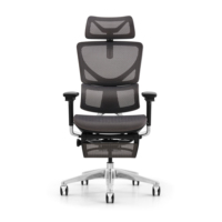Chaise d'ordinateur de bureau ergonomique, pivotante, en maille, avec repose-pieds, pour ordinateur, blanc,