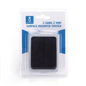 Interruttore da superficie, 2 tasti, 2 vie, colore grigio; ideale per controllare luci e dispositivi elettrici in casa - Product Image 2