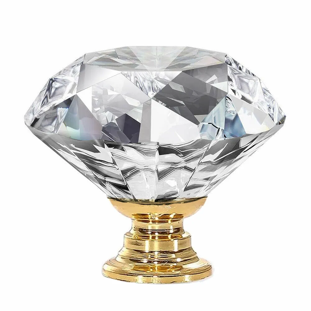 दराज Knobs हीरे के आकार क्रिस्टल ग्लास 30mm कैबिनेट पुल फर्नीचर संभालती है और knobs यूरोपीय दरवाजा knobs