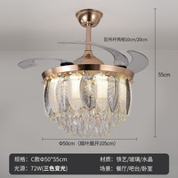 Moteur moderne en cuivre alimenté par moteur à courant continu télécommandé pour la maison et le salon Ventilateur de plafond de lustre de 42 pouces avec lumière LED
