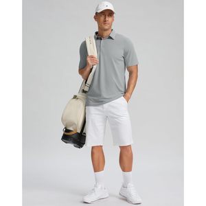 Polo de golf pour homme, coupe ajustée, manches courtes, col à 3 boutons, protection solaire, tissu respirant et anti-transpiration. - Product Image 6