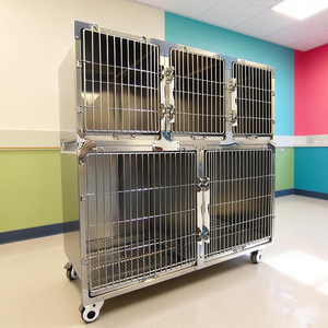 Cage d'hôpital vétérinaire en acier inoxydable, enclos médical pour animaux, cage de récupération pour animaux, équipement de clinique vétérinaire - Product Image 3