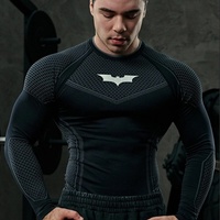 Kaos Slim Fit Pria Gaya Sporty Amerika Terbaru, Celana Jogger Olahraga Lari Training Cepat Kering Super Elastis Bermotif Lengan Panjang