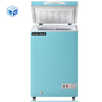 Mini congélateur coffre bleu ciel, réfrigérateur commercial 100L en acier inoxydable avec couvercle verrouillable pour magasin de proximité et aliments surgelés en vrac