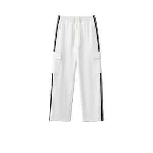 <span class=keywords><strong>Pantalon</strong></span> <span class=keywords><strong>chino</strong></span> décontracté sportif à cinq bandes, taille mi-haute, en toile pour <span class=keywords><strong>femme</strong></span>, style rétro Lulu, nouveau, 350 g, polyvalent, ample, à jambes larges, long - Product Image 1