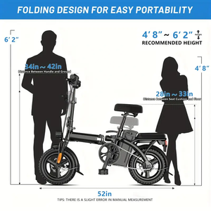 Vélo électrique mini <span class=keywords><strong>pliable</strong></span> 14 pouces, 350W/500W, 48V 10.4AH, moteur sans balais, freins à disque arrière, pour adultes, autonomie 35-55 km – Meilleures ventes - Product Image 2