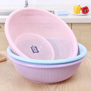 Purple Pink Plastic Rice Washing Sieve With Drain Holes For Kitchen Fruit Vegetable Cleaning 2 Pieces Set - Product Image 5