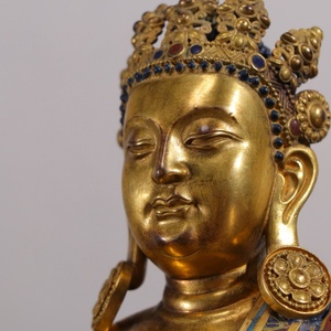Escultura de Buda Moderna Personalizada en Bronce Chapado en Oro, Fabricación OEM/ODM, Fundida a Mano, Decoración para Exteriores, Templos, Monasterios y Paisajes - Product Image 3