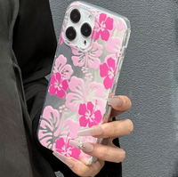Funda para Teléfono Móvil con Hermoso Estampado de Flores Rosas y Brazalete con Patrón de Seda Plateada para iPhone 11 12 13 14 15 16 17 Air