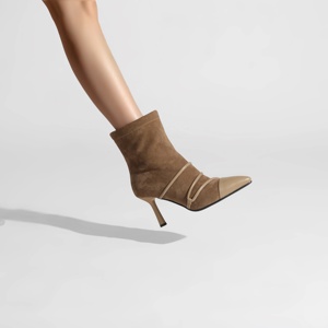 Bottines à talon aiguille et bout pointu pour femme, en daim avec bride à boucle, idéales pour les soirées, le bureau, les trajets quotidiens et les rendez-vous galants - Product Image 2