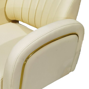 Chaise <span class=keywords><strong>de</strong></span> barbier <span class=keywords><strong>de</strong></span> luxe en cuir crème avec accents dorés, chaise <span class=keywords><strong>de</strong></span> salon hydraulique pour <span class=keywords><strong>studio</strong></span> <span class=keywords><strong>de</strong></span> <span class=keywords><strong>coiffure</strong></span> - Product Image 4